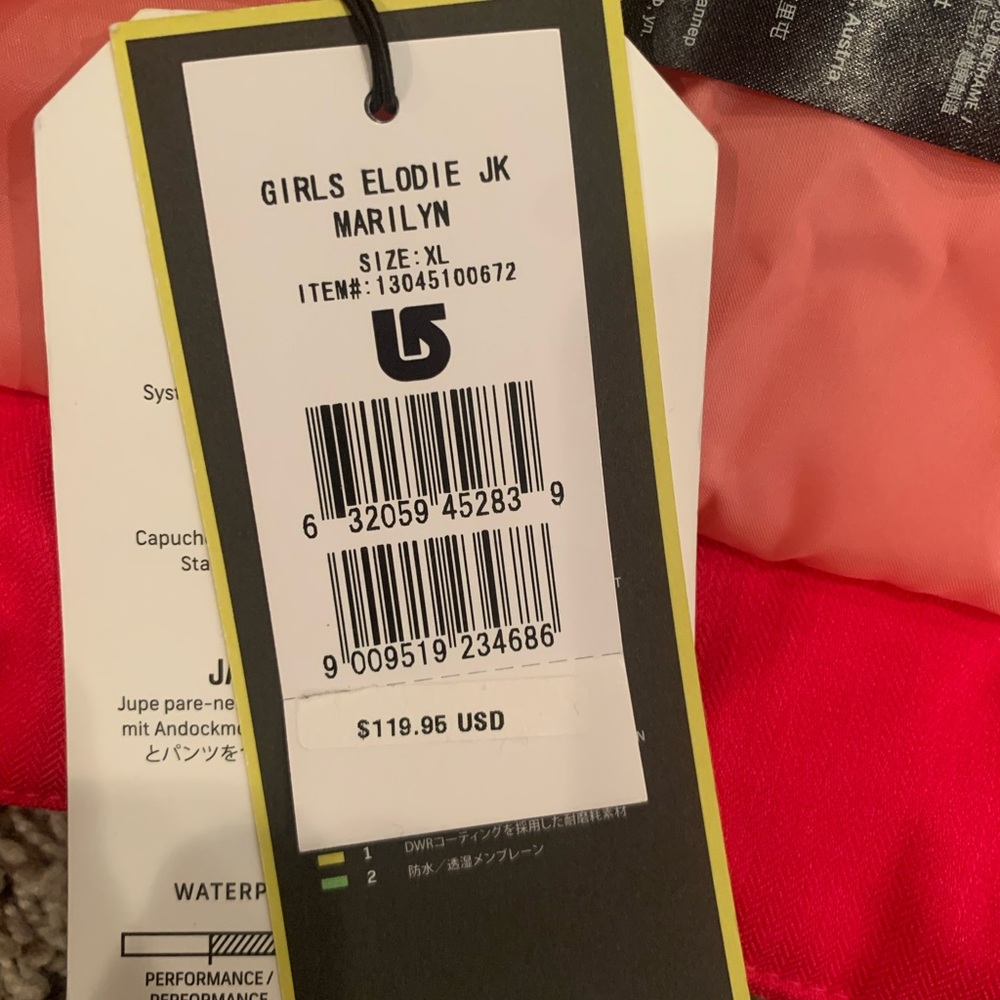 Girls bright pink Burton jacket